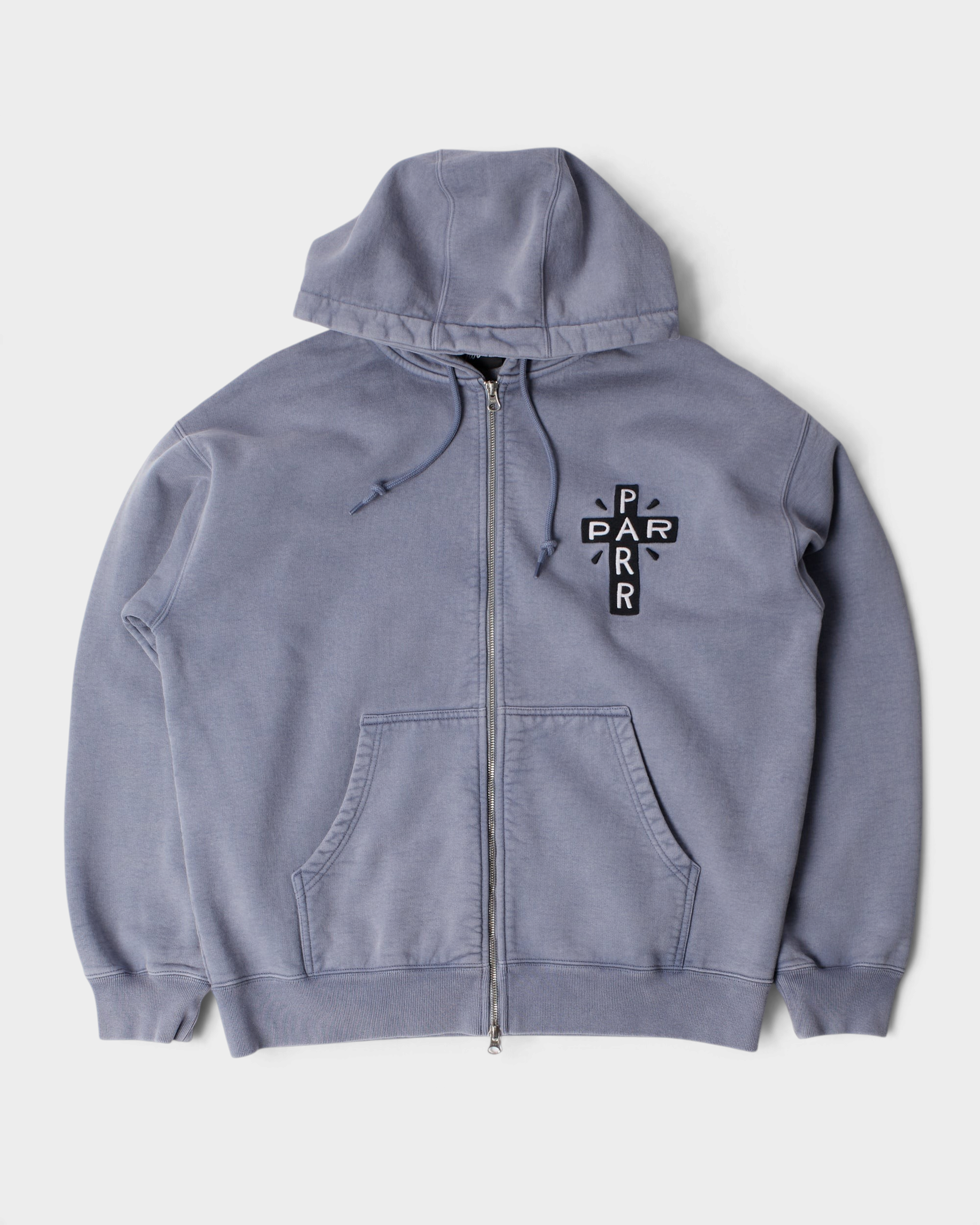 by Parra A Cross to Bear Zip Hooded Sweatshirt - Blue – Lockwood