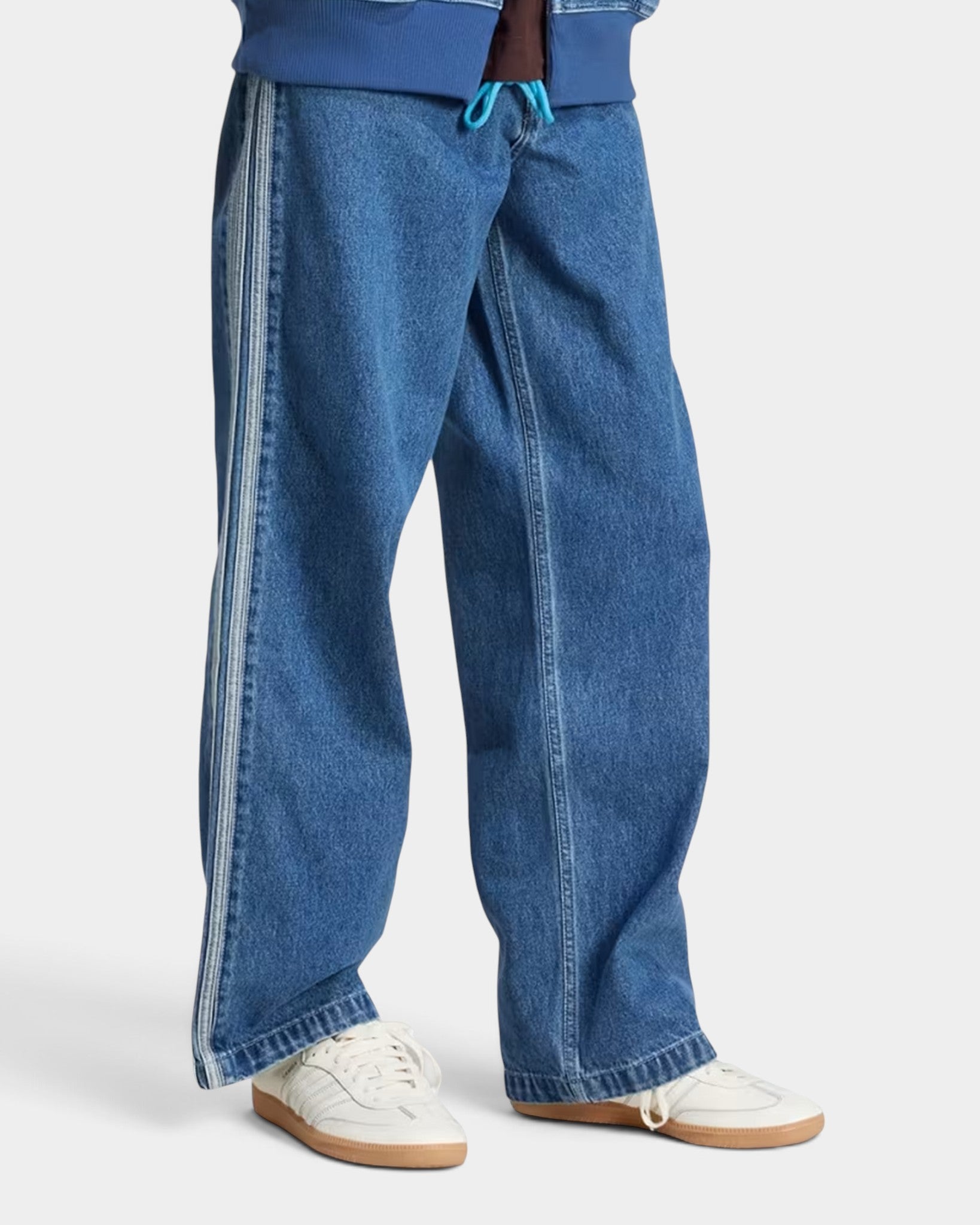 adidas Adicolor Denim Firebird Pants - Medium Blue Denim