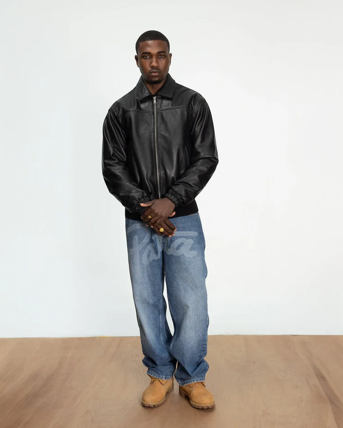 Patta Leather Bomber Jacket - Black