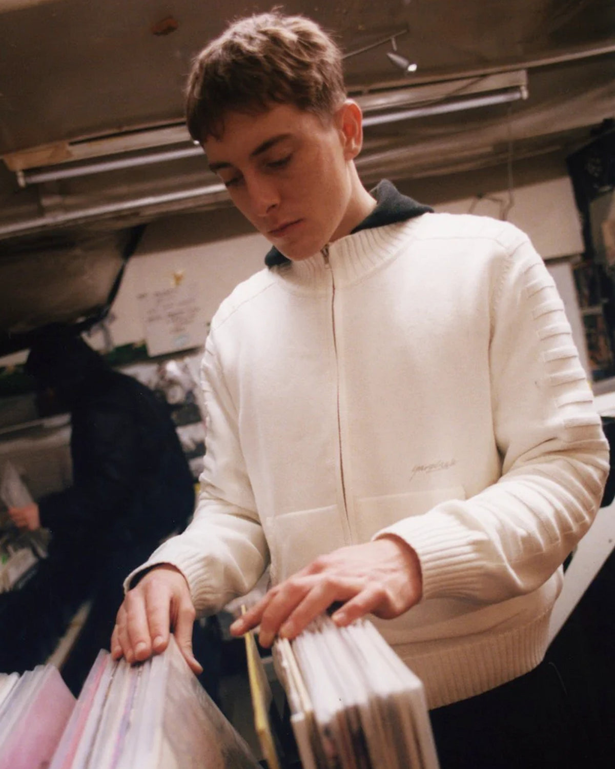 Yardsale Faldo Knitted Full-Zip Sweatshirt - Cream