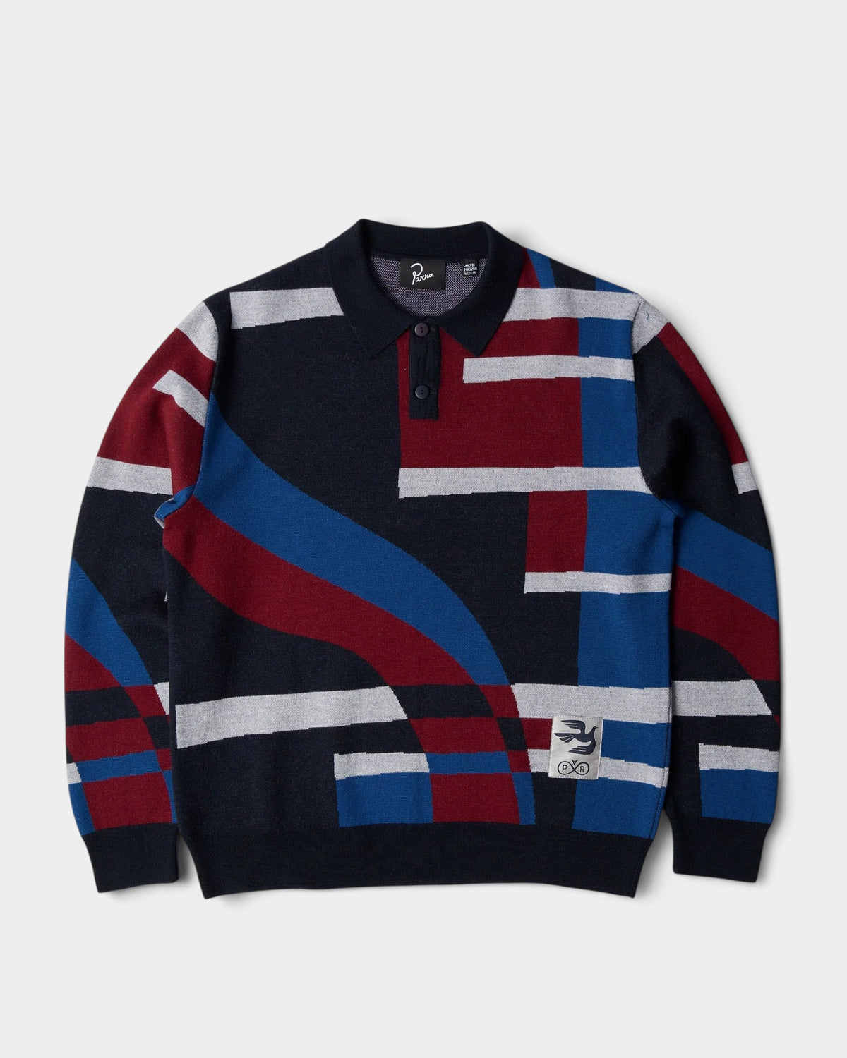 by Parra Vertical Forest Knitted Polo - Blue