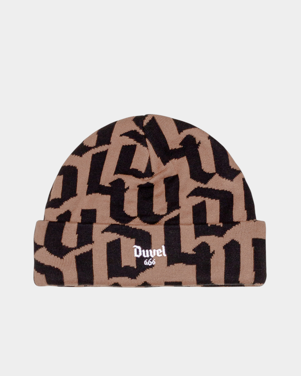 Lockwood x Duvel 666 Logo Pattern Beanie - Brown/Black