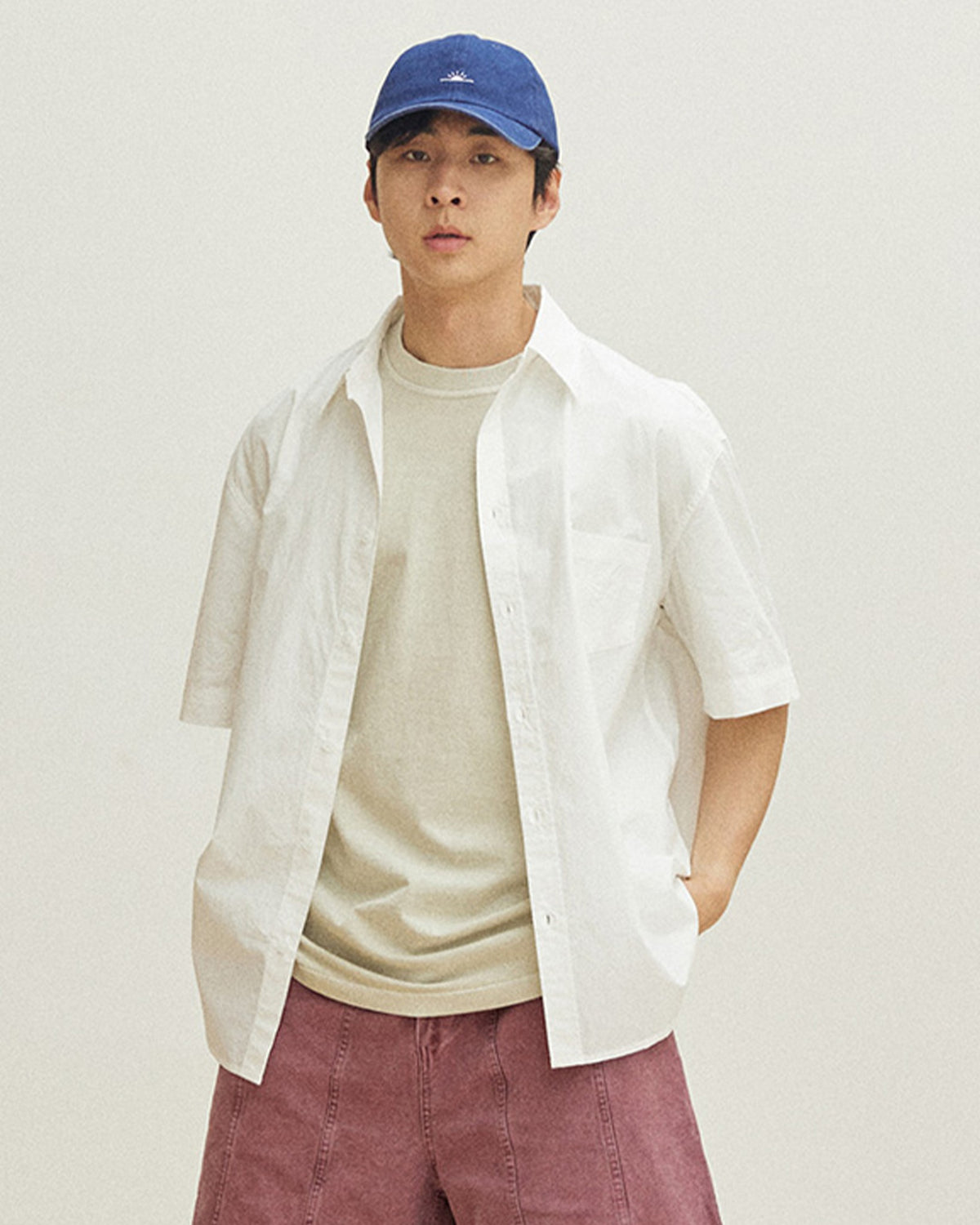 Kappy Relaxed Cotton Half Shirt - White