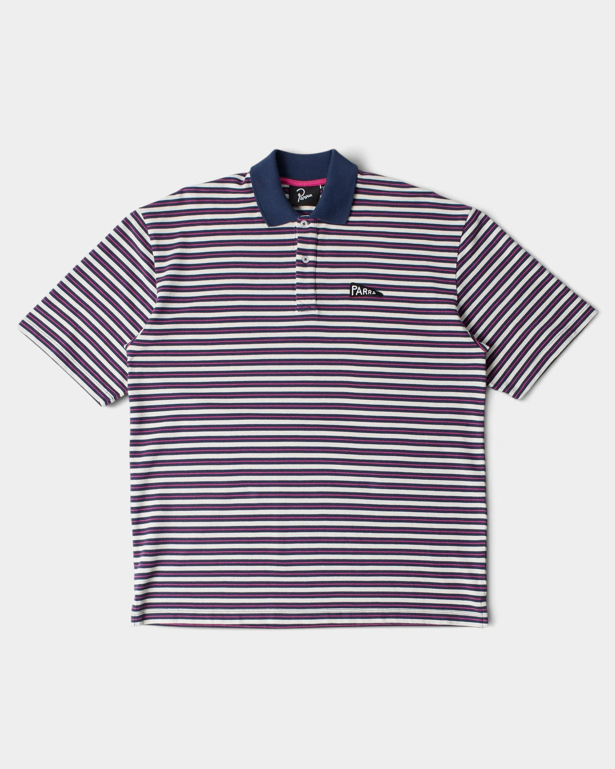 by Parra Flag Striper Polo Shirt - Purple Pink