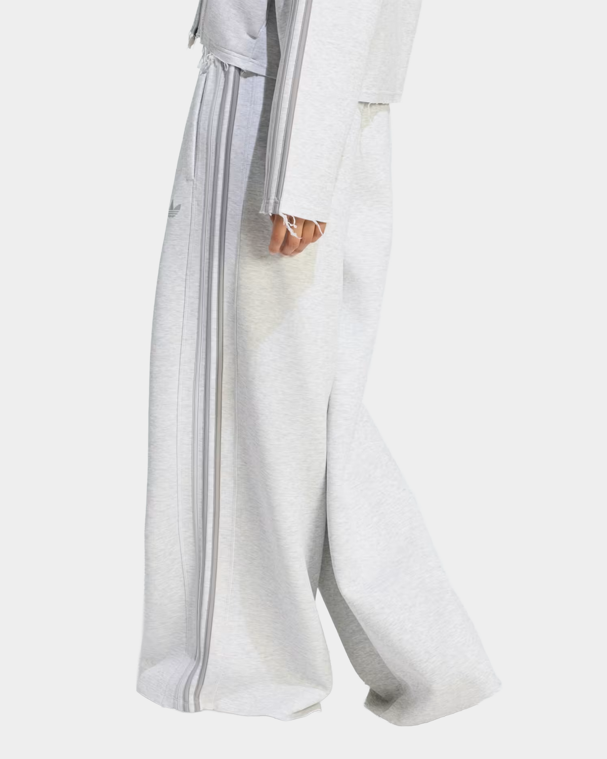 adidas SST 2.0 Long Trackpant in grey, loose-fit knit tracksuit bottoms with a drawcord waist
