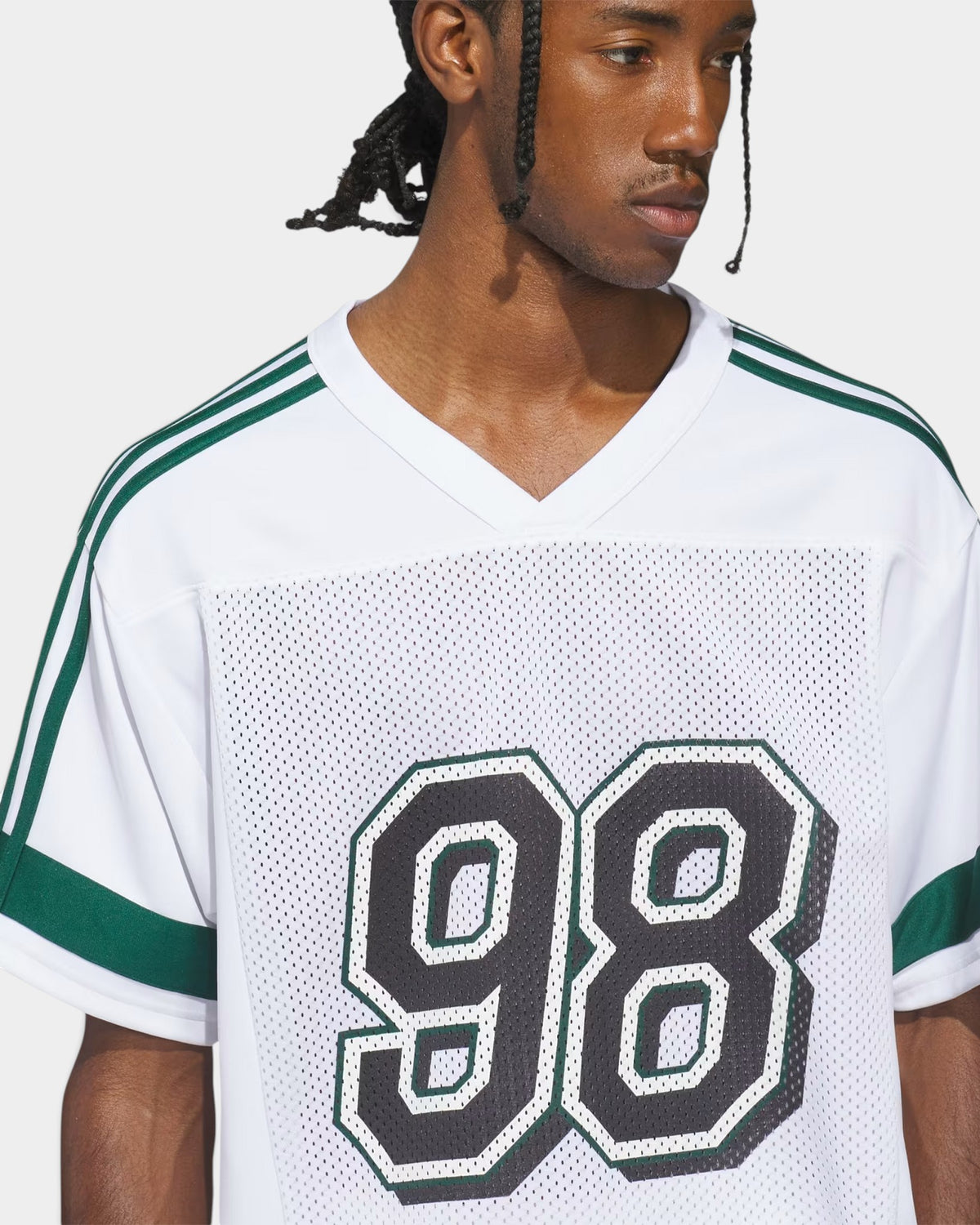 adidas Skateboarding Tyshawn Football Jersey - White/Ice Gold Metallic/Collegiate Green