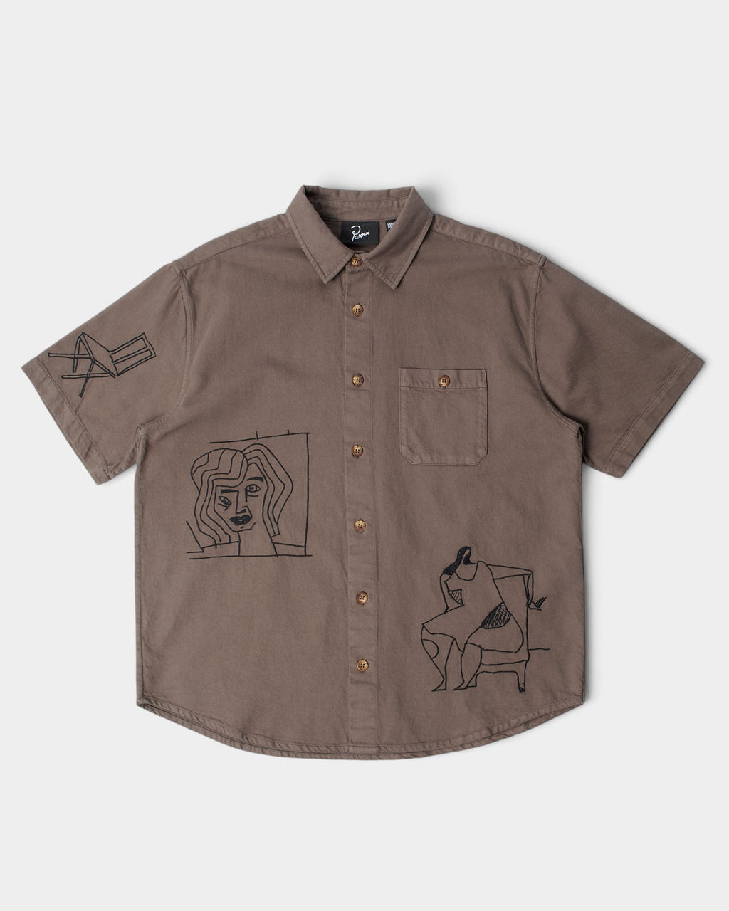 by Parra Crooked Face Button-up Shirt - Brown