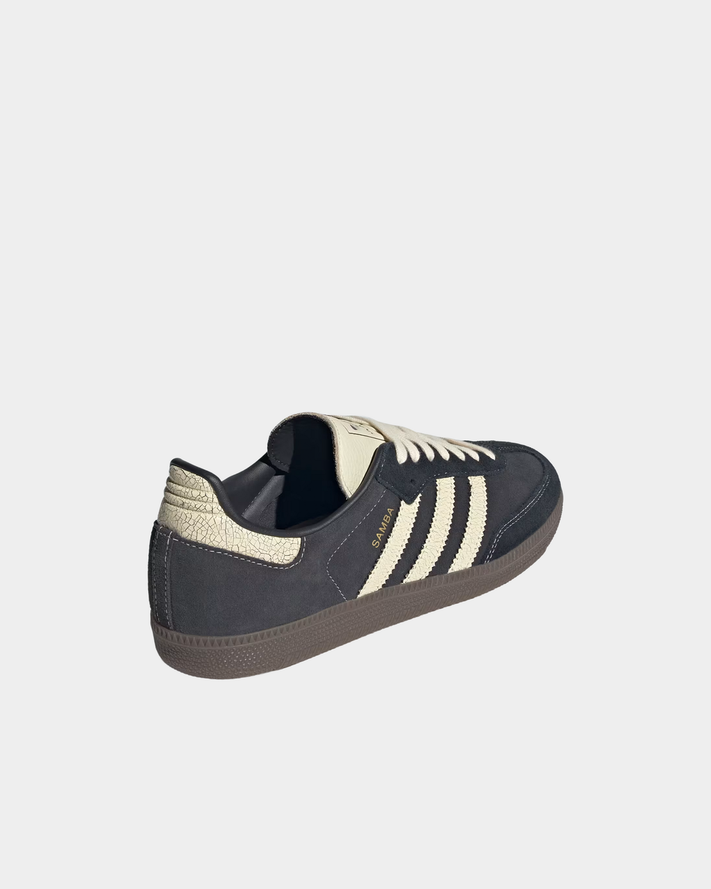 adidas Samba OG in carbon leather with warm vanilla, low-top sneakers on a gum sole