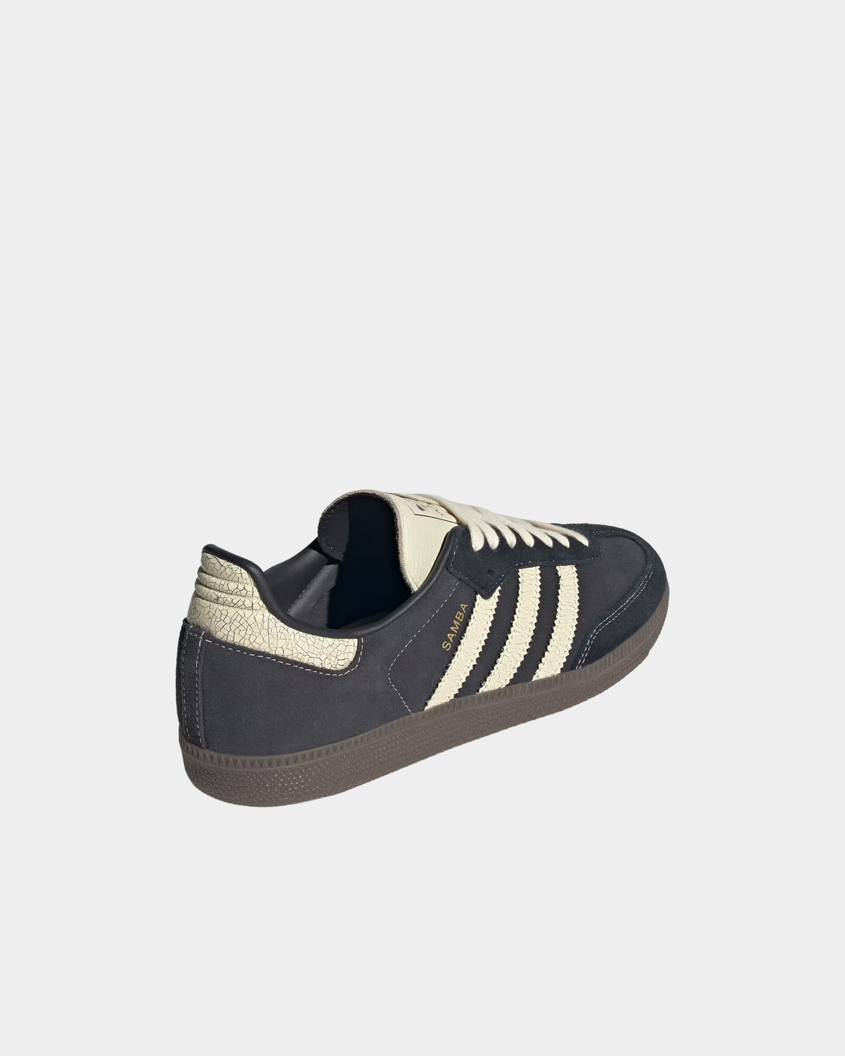 adidas Samba OG in carbon leather with warm vanilla, low-top sneakers on a gum sole