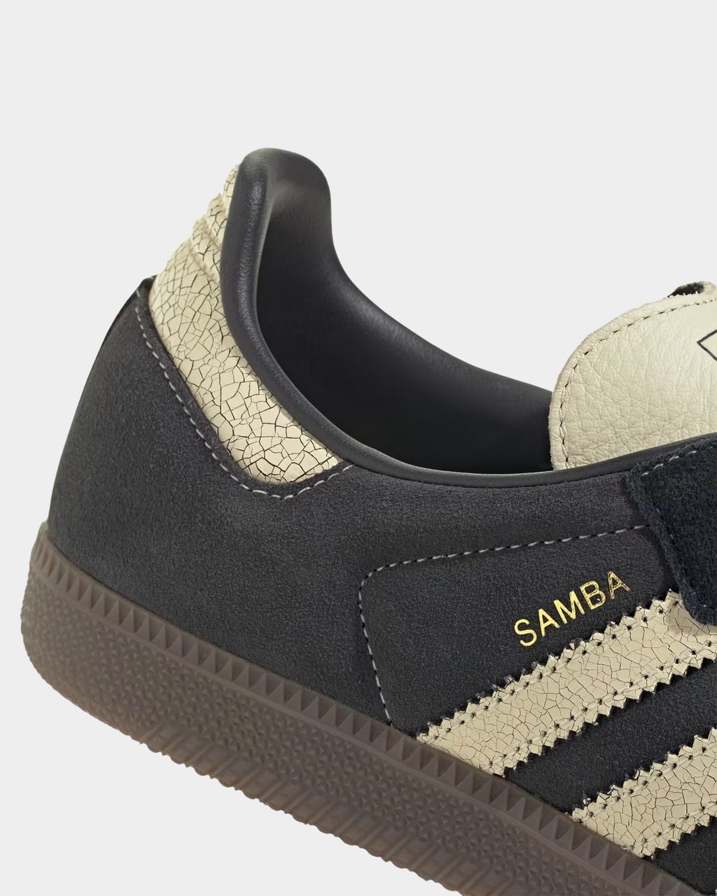 adidas Samba OG in carbon leather with warm vanilla, low-top sneakers on a gum sole