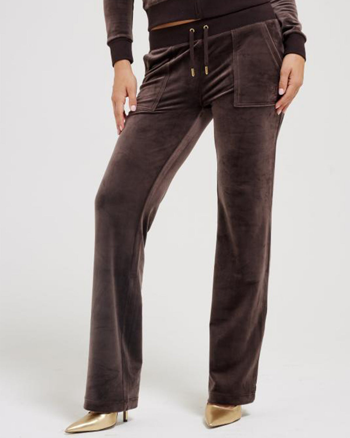 Juicy Couture Classic Velour Del Ray Pants - Gold Java