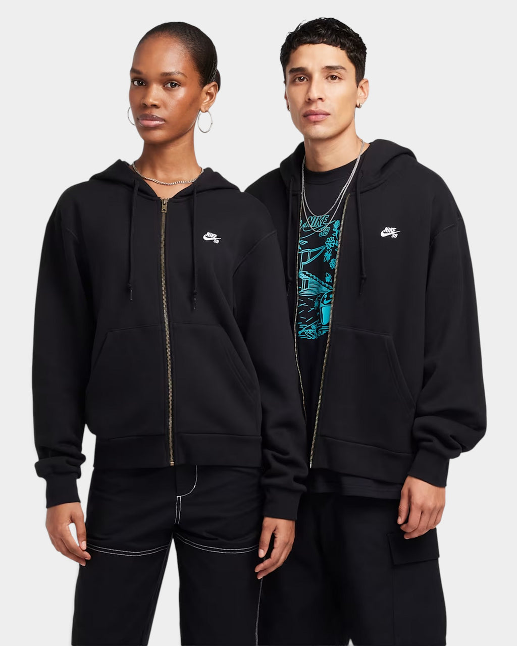 Nike SB Fleece Zip Hoodie - Black/White
