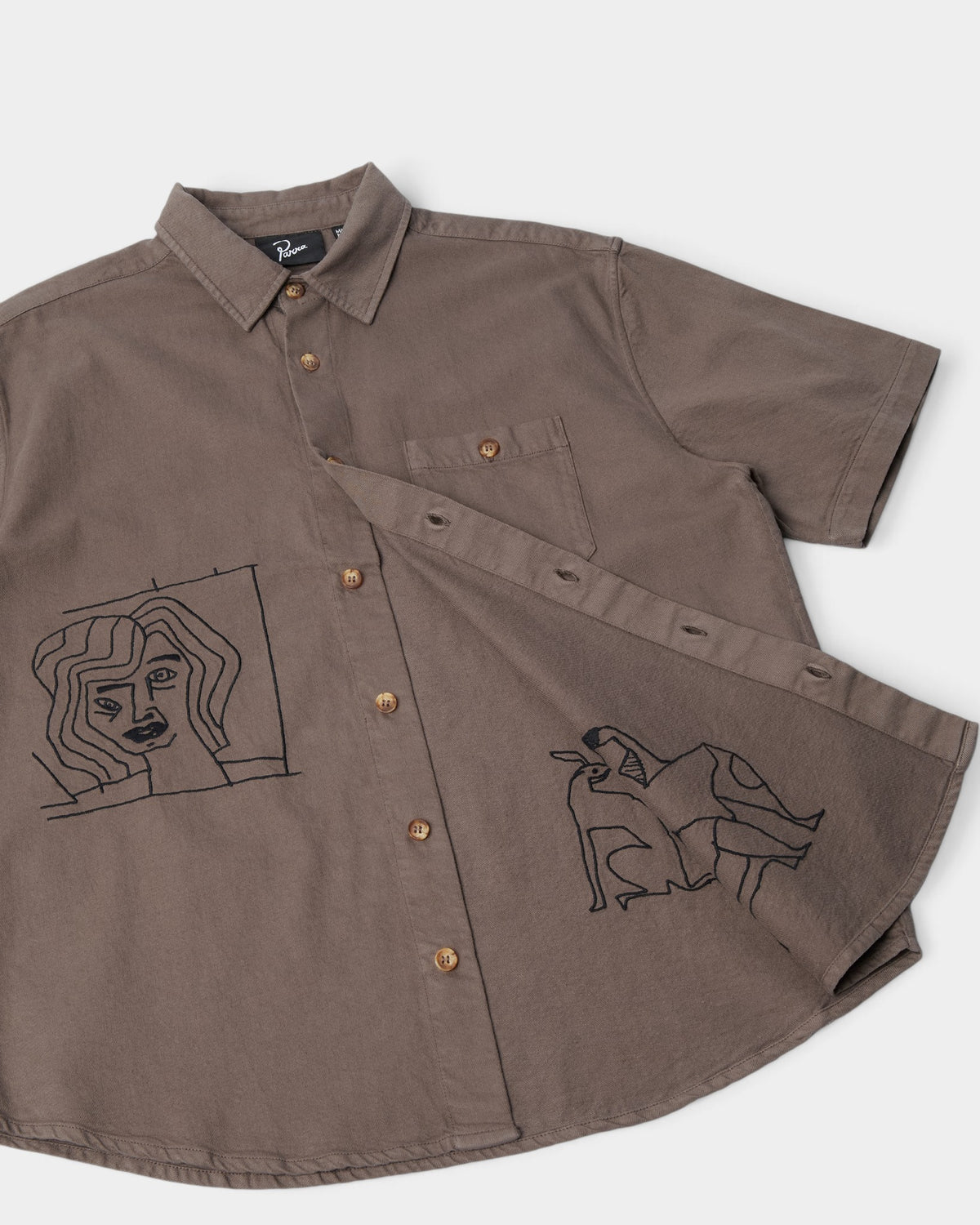 by Parra Crooked Face Button-up Shirt - Brown
