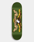 Lockwood Avenue Antihero Classic Eagle 8.38 inch skateboard deck with the yellow and black eagle and banner logo on an olive green board