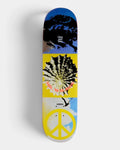 Lockwood Avenue Quasi Wilson Aquarius Deck 8.125 inch skateboard deck with blue, yellow and white photo panels, a shell and a yellow peace sign