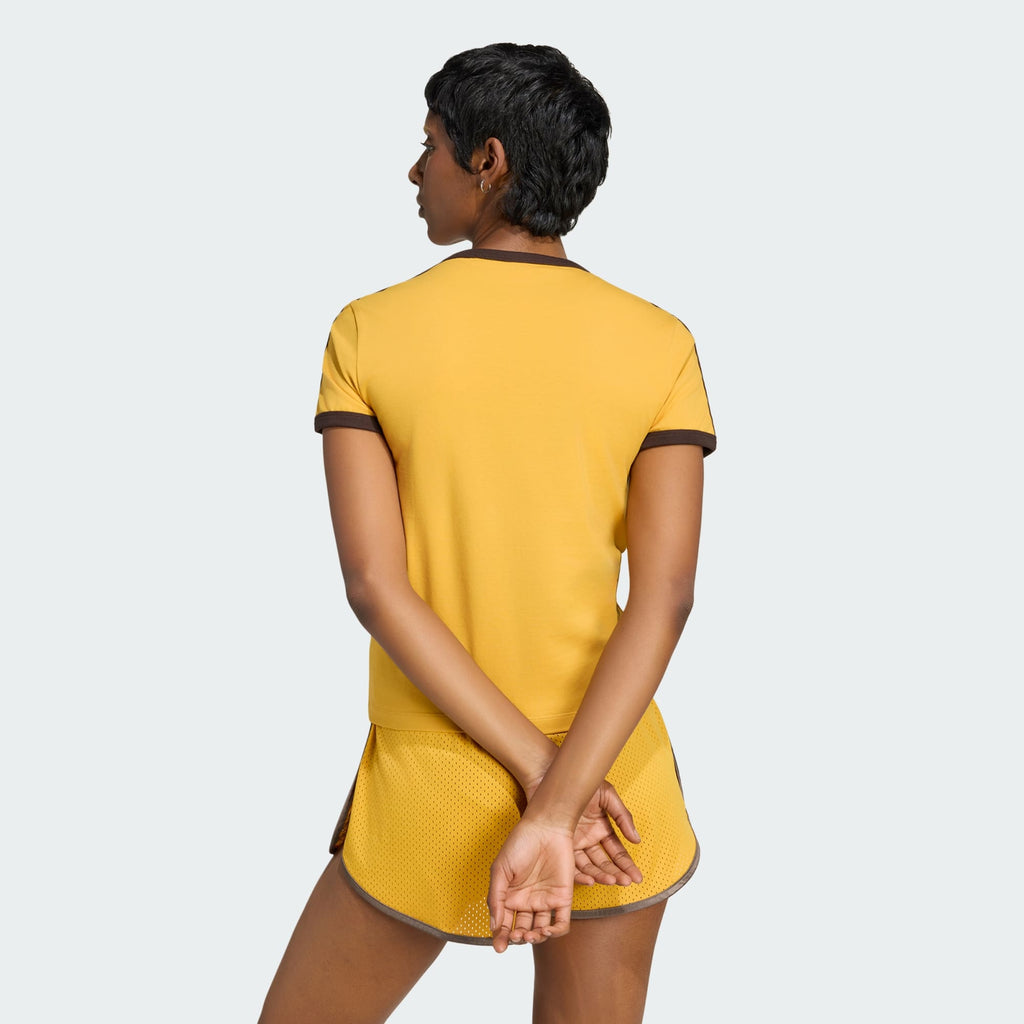 adidas 3 Stripes Slim T-Shirt in Preloved Yellow