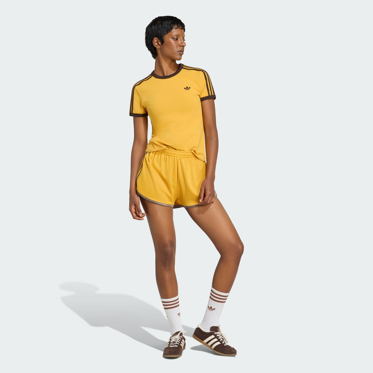 adidas 3 Stripes Slim T-Shirt in Preloved Yellow