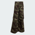 adidas Camo Pants in Olive Strata, flat-lay front view of wide-leg ripstop cargo pants with camo print