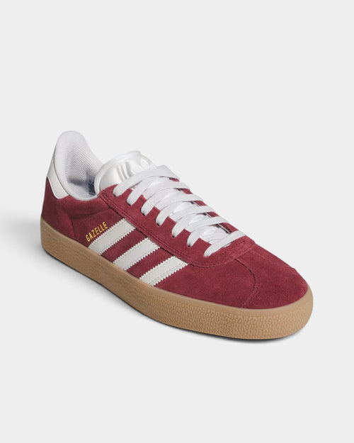 adidas Skateboarding Gazelle ADV Shoes - Shadow Red / Crystal White / Gold Metallic