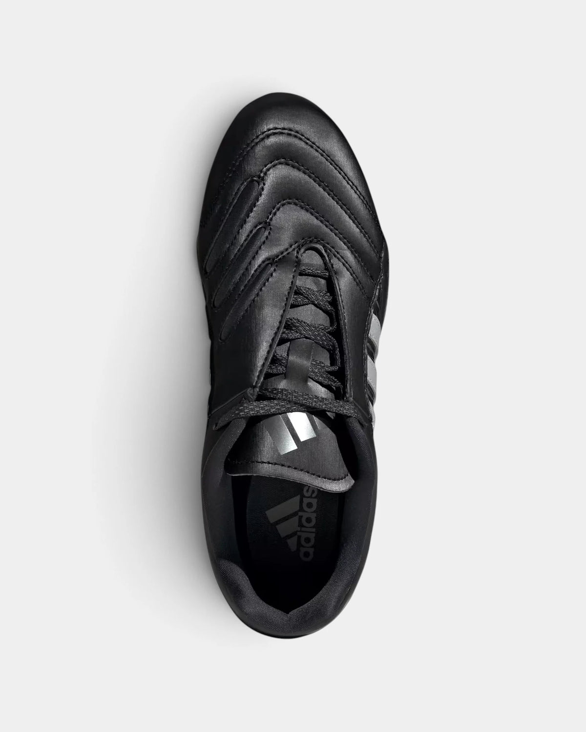 Lockwood Avenue adidas Taekwondo Mei Elite shoe in black seen from above, laces down the tongue and the adidas logo on the insole