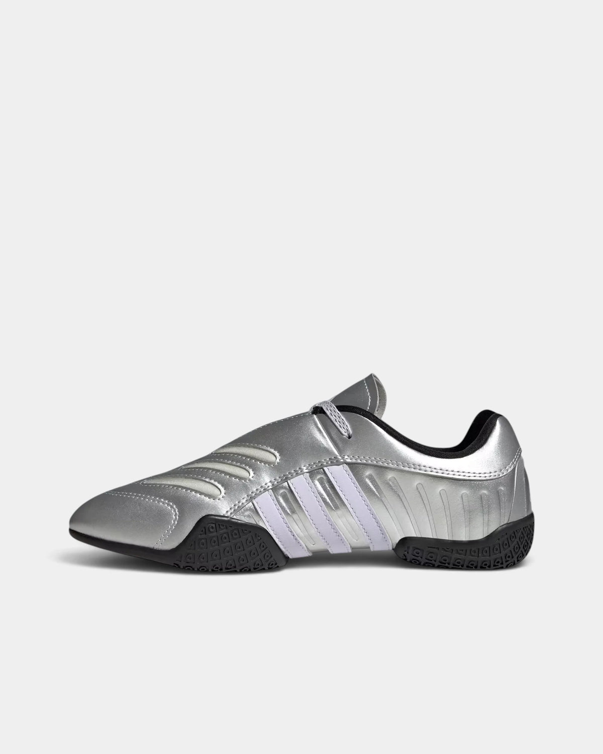 Lockwood Avenue adidas Taekwondo Mei Elite shoe in silver metallic, side view from the other side with the stitched toe panels