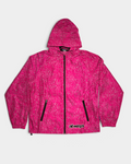 Lockwood Avenue ADWYSD Dotted Bandemic Jacket in Fuchsia, front view of the hooded zip jacket with a grey dot print, zip pockets and a small always logo at the hem