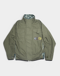 Lockwood Avenue ADWYSD NZ Digi Field Jacket in Green, front view of the olive field jacket with snap placket, flap chest pockets and a woven patch