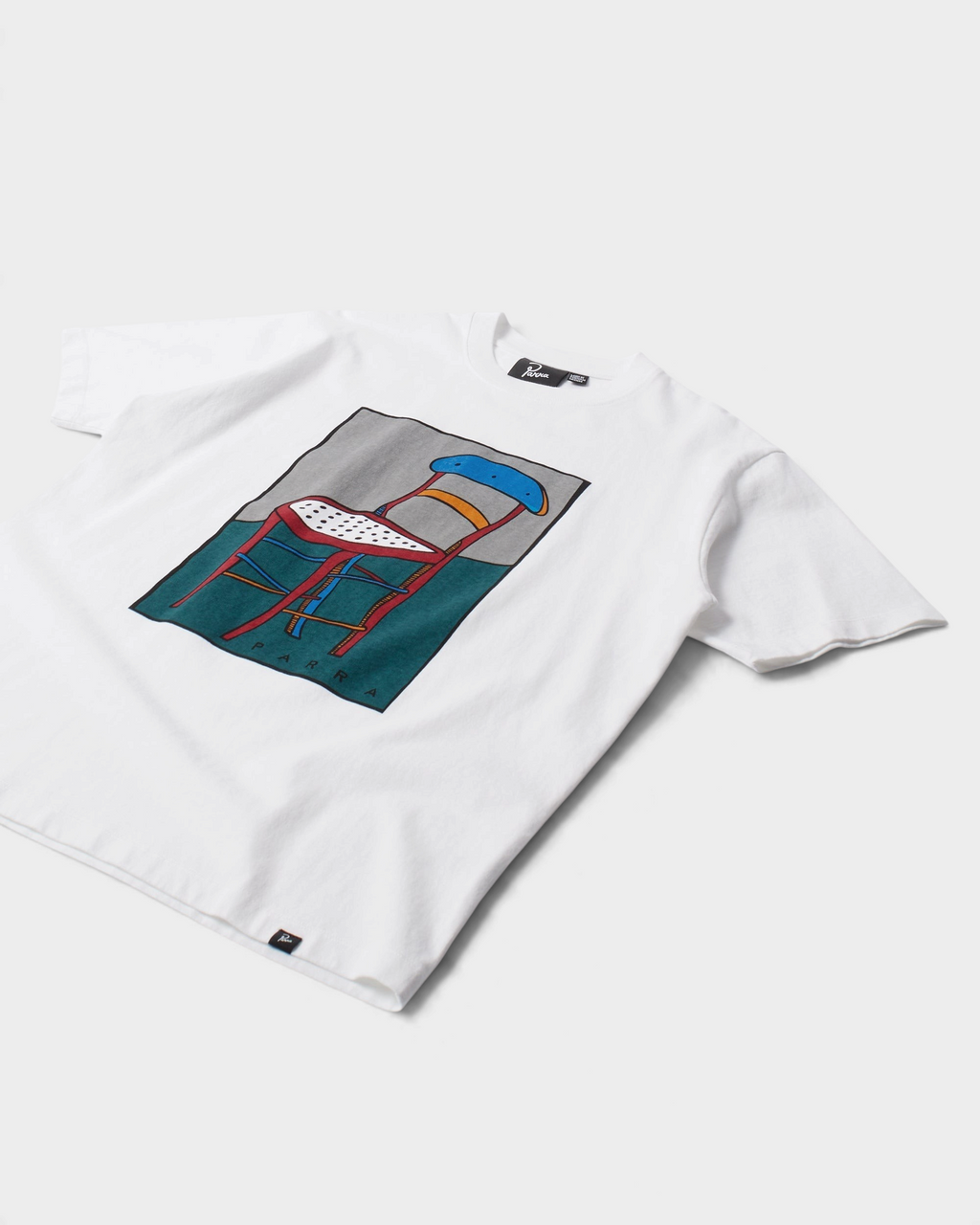 by Parra A Chair T-Shirt - White, angled view of the front