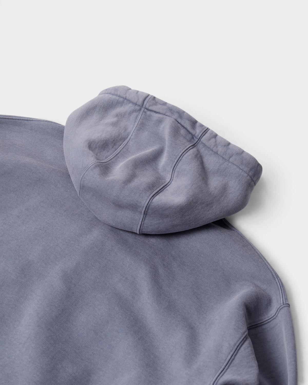 by Parra A Cross to Bear Zip Hooded Sweatshirt - Blue, close-up of the hood from behind