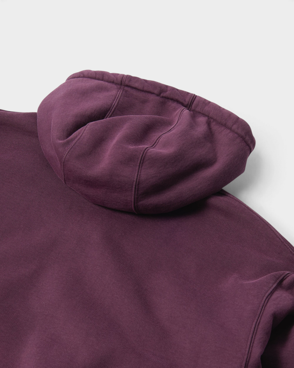 by Parra A Cross to Bear Zip Hooded Sweatshirt - Purple, close-up of the hood from behind