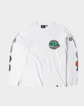 by Parra Bike Hammer Long-Sleeve T-Shirt - White, front flat-lay with the Collectors Society of Modern Shoes chest print and printed sleeves