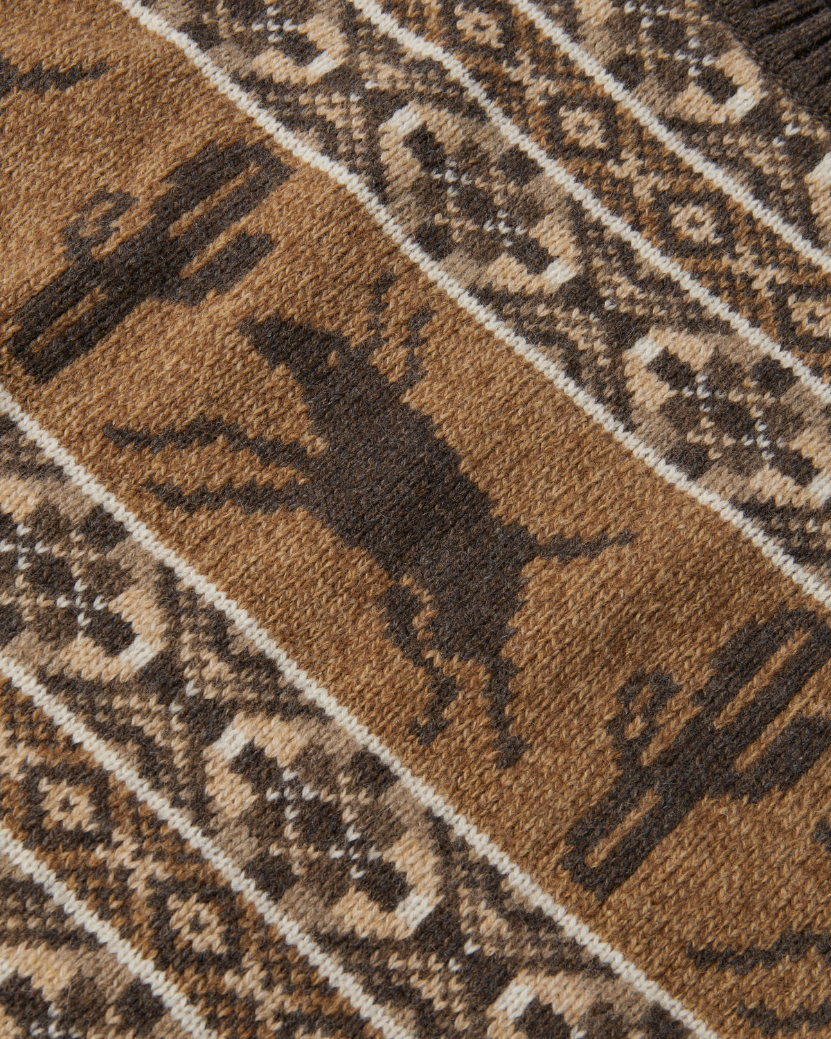 by Parra Cactus Bull Knitted Pullover - Brown, close-up of the knitted bull and cactus