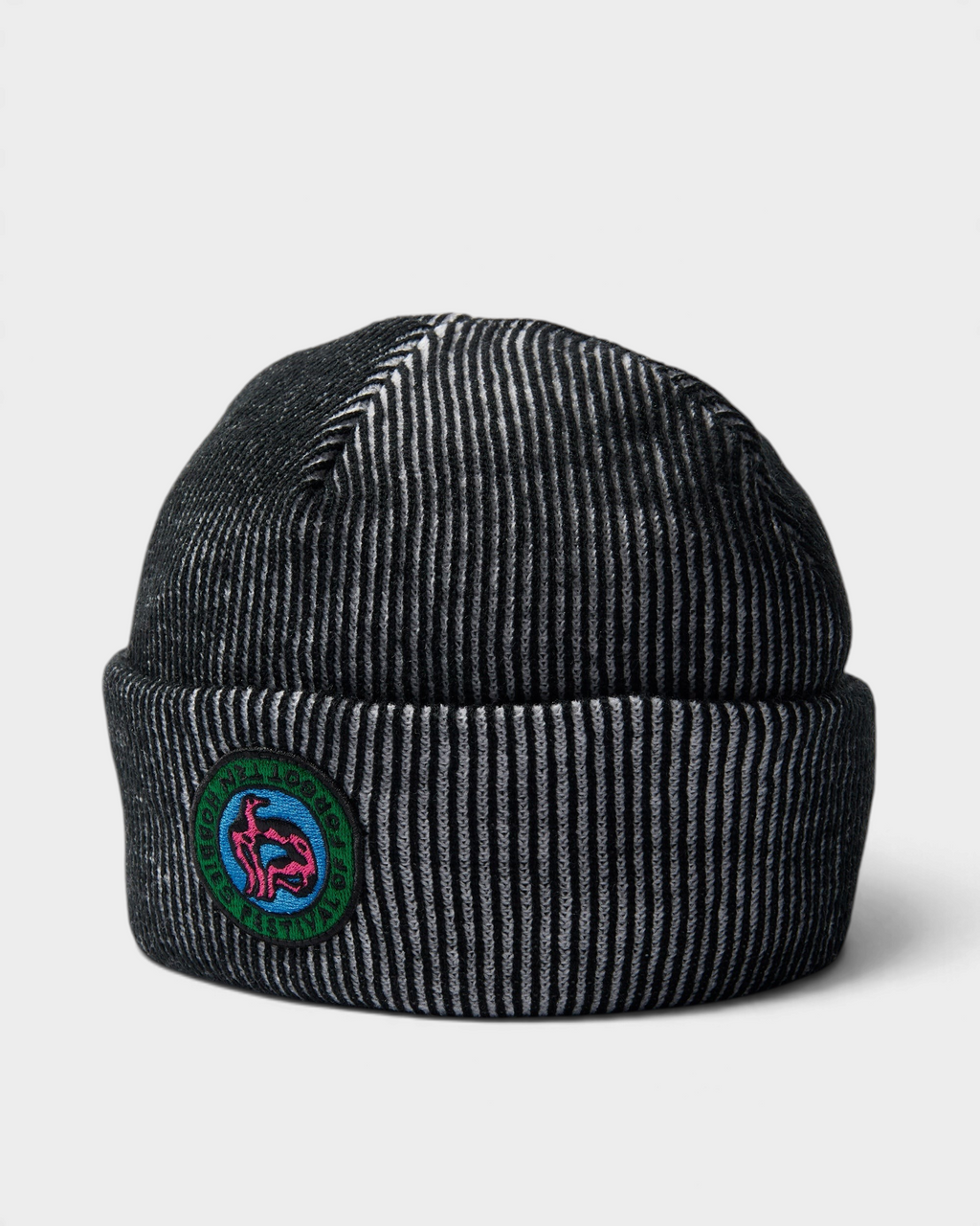 by Parra Forgotten Hobbies Beanie - Black, close-up from the side