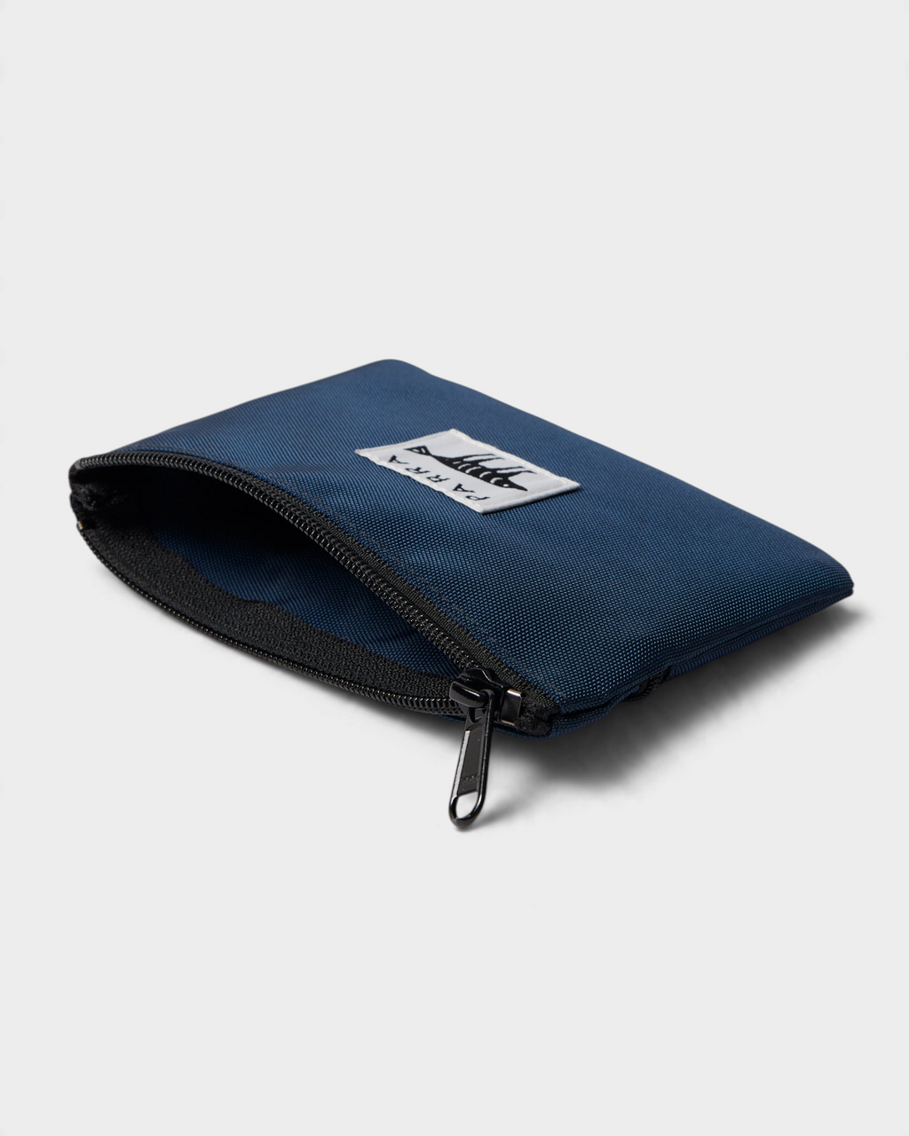 by Parra Money Darwin Pouch Wallet - Blue, unzipped, showing the inside