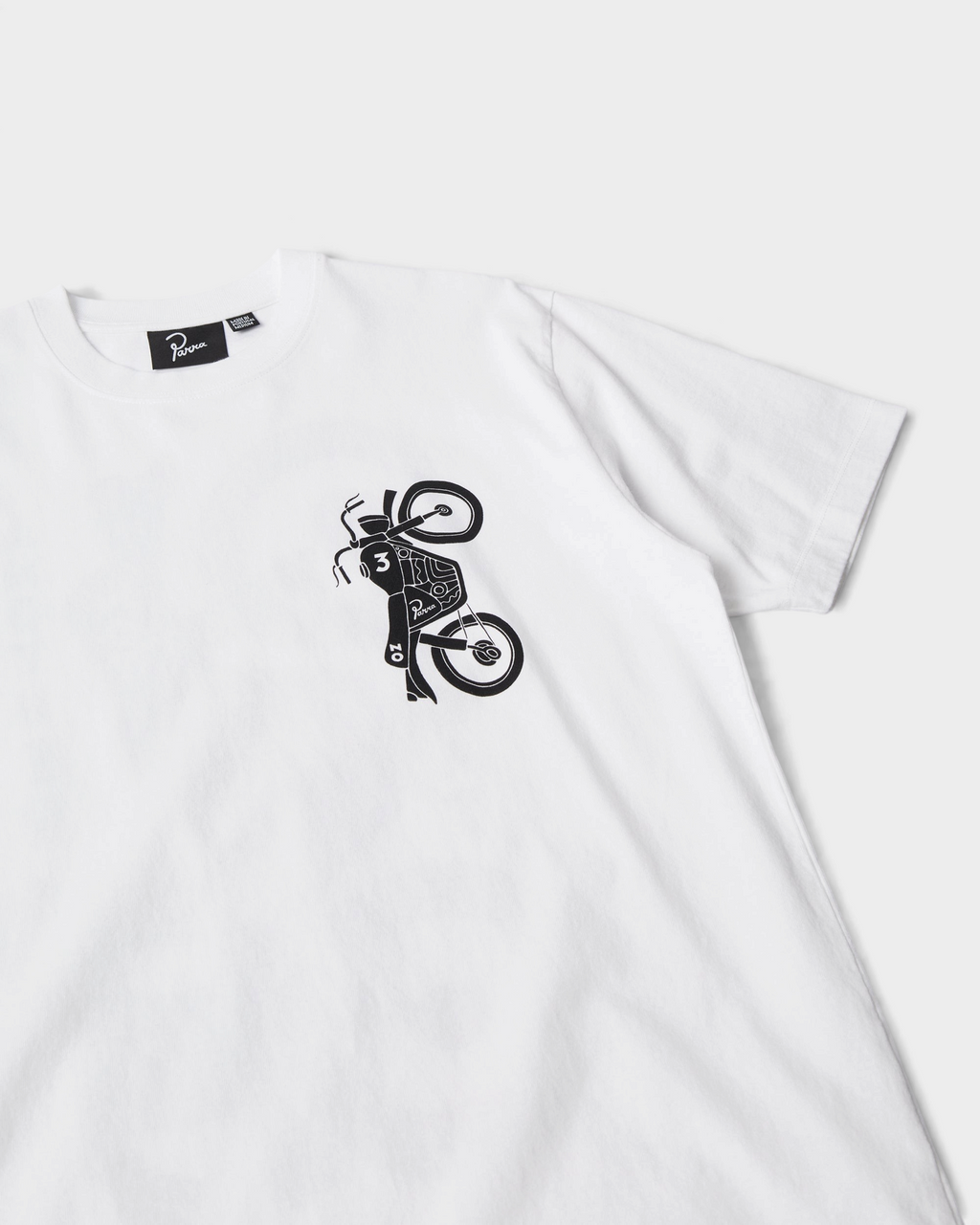 by Parra Not Another Boat T-Shirt - White, angled view of the front and the chest print