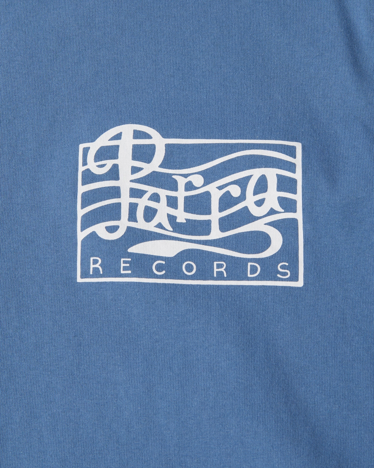 by Parra Parra Records T-Shirt - Blue, close-up of the white chest print