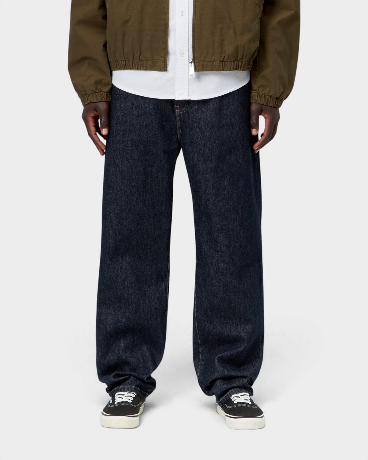 Carhartt Aaron Pants - Blue, Rinsed, worn by a model