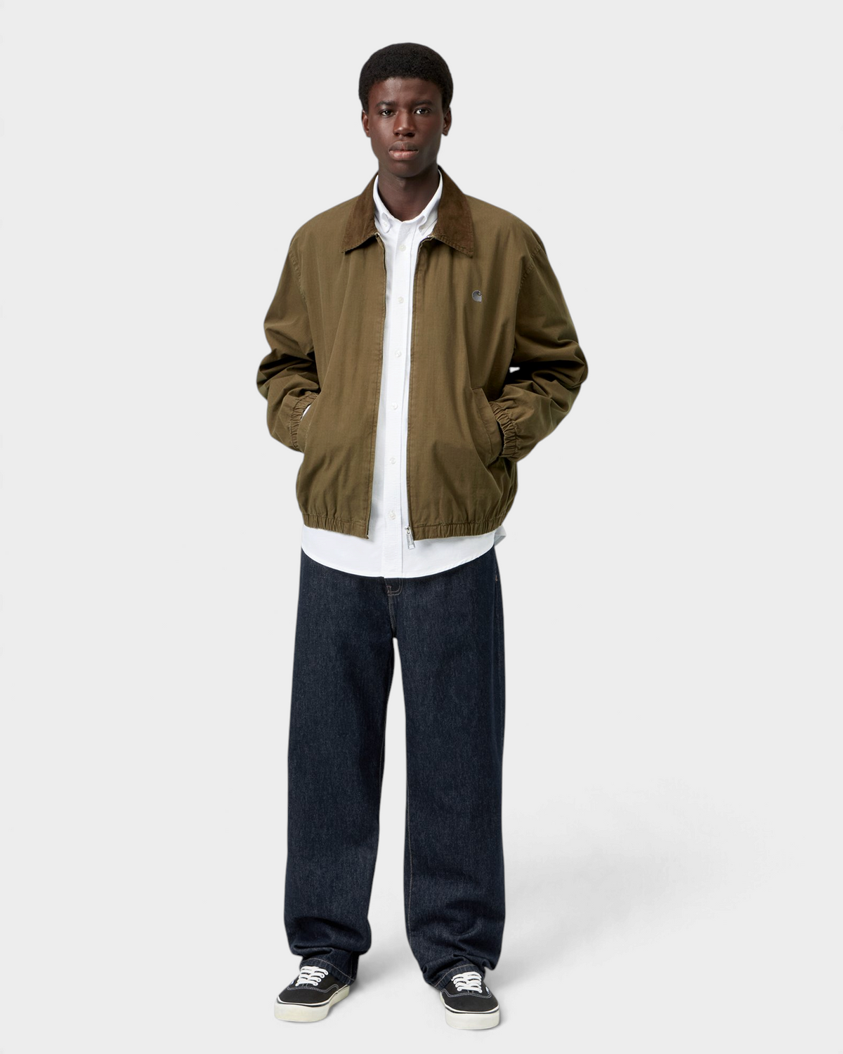 Carhartt Aaron Pants - Blue, Rinsed, worn by a model