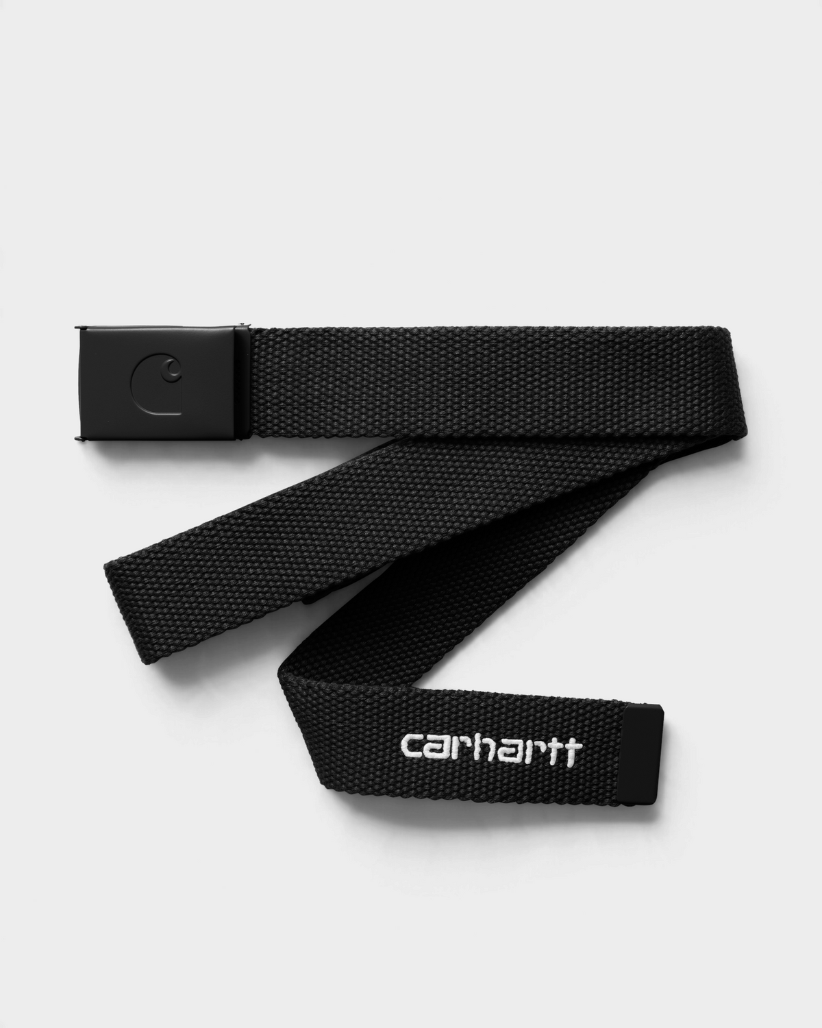 Carhartt C-Logo Belt - Black/White, front flat-lay