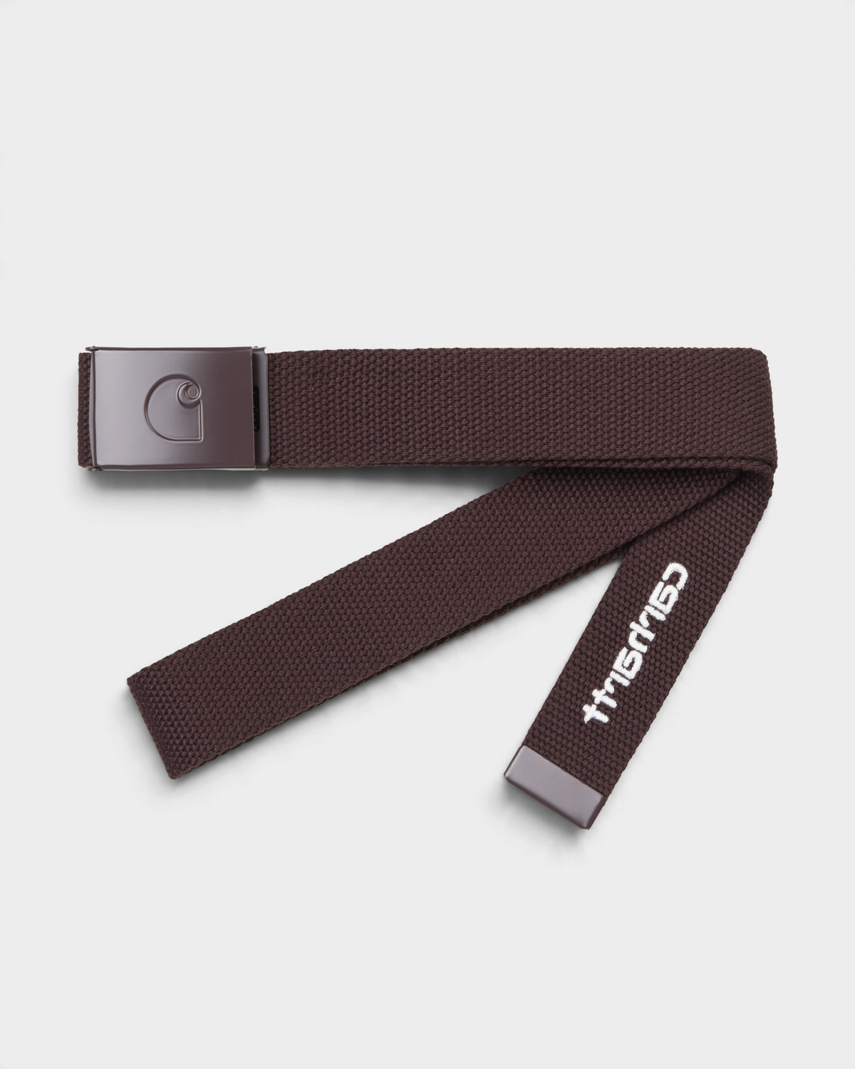 Carhartt C-Logo Belt - Palisander/White, front flat-lay