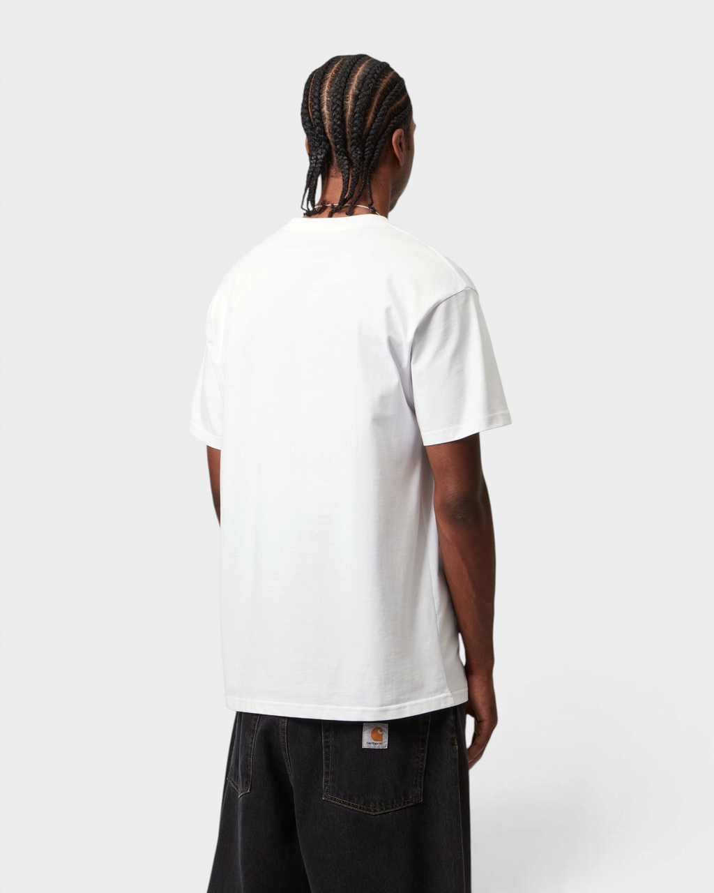 Carhartt Chase T-Shirt - White/Gold, worn by a model