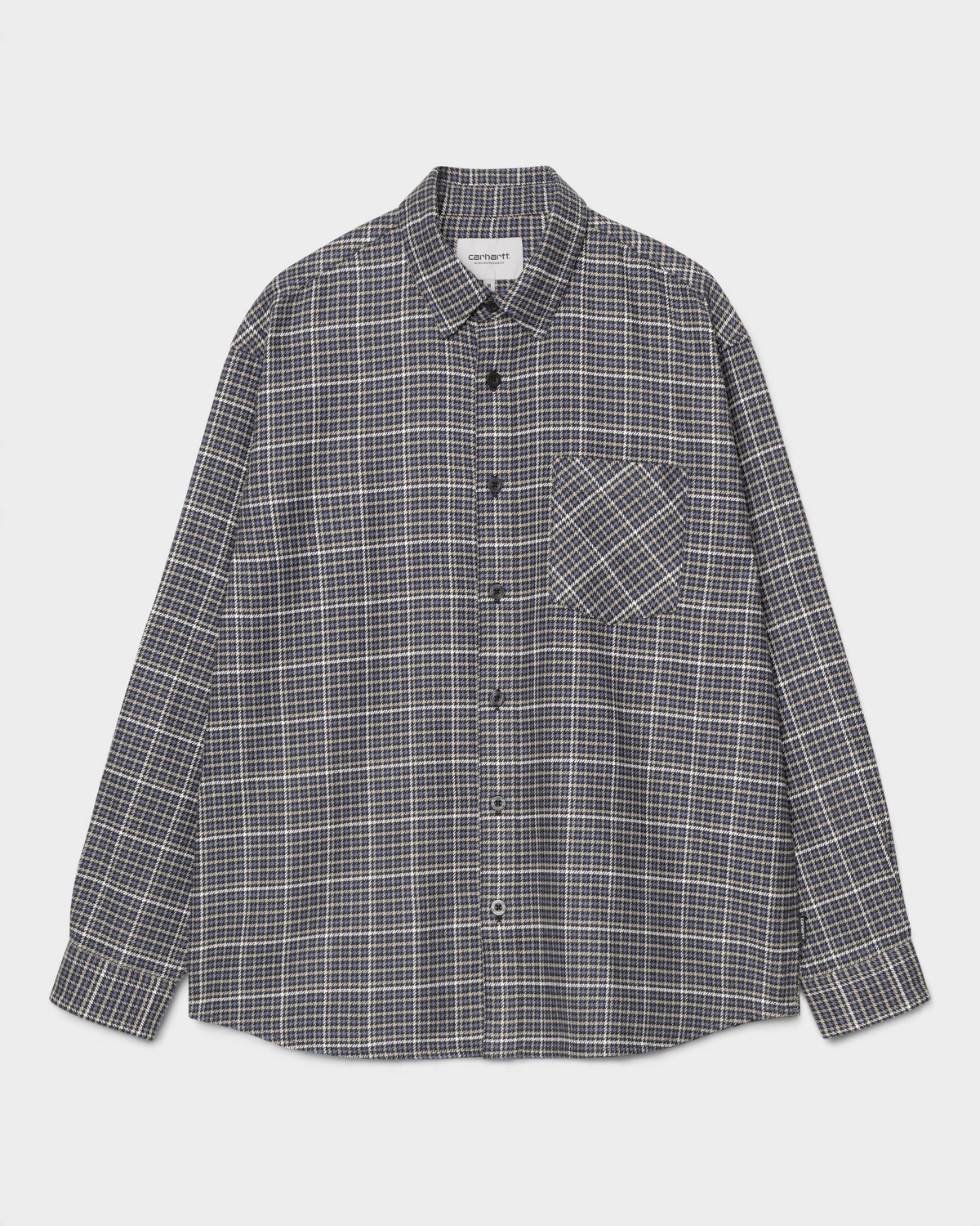 Carhartt Long-Sleeve Todrick Shirt - Todrick Houndstooth, Icesheet, front flat-lay