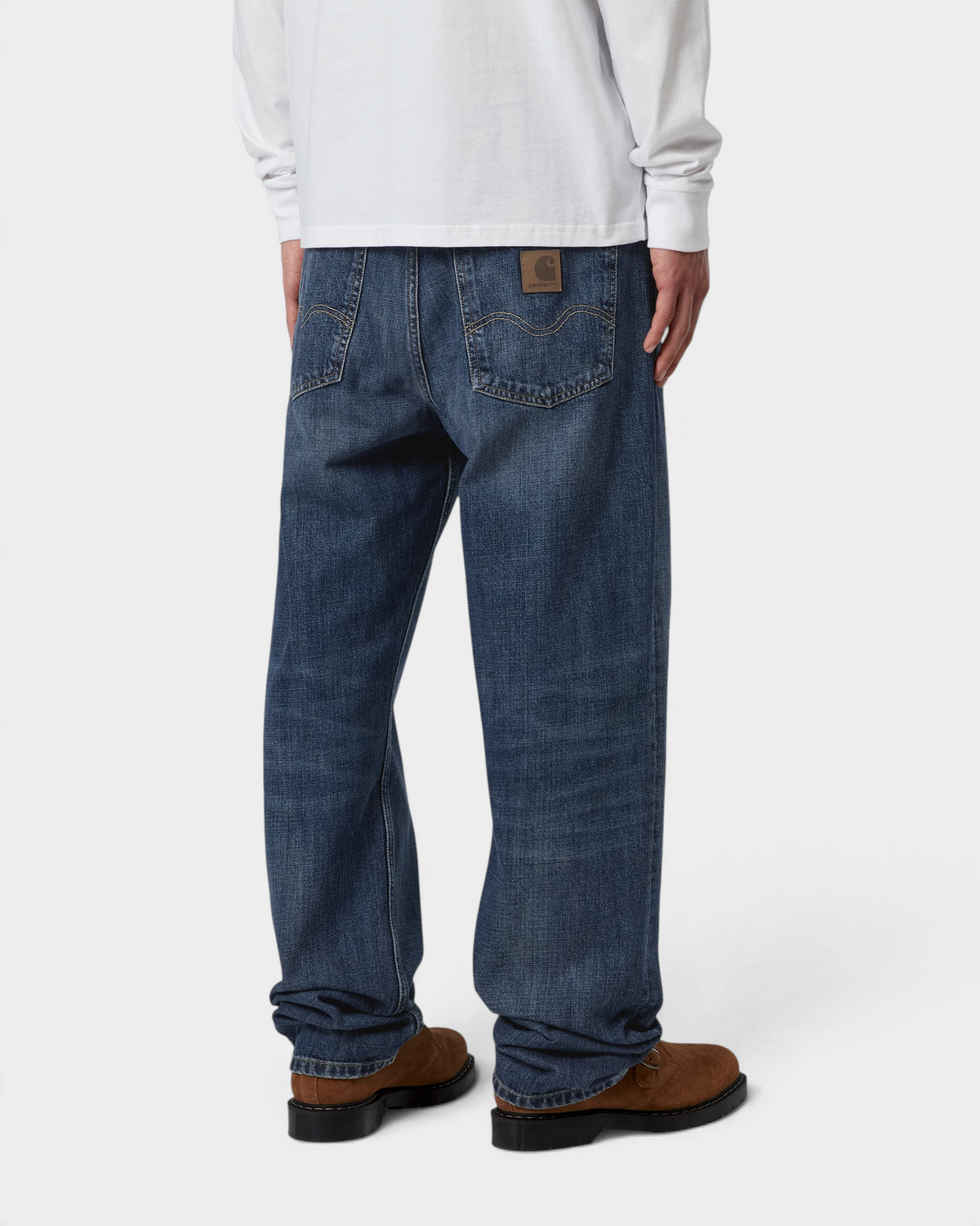 Carhartt Marlow Pants - Blue, Dark Used Wash, worn by a model