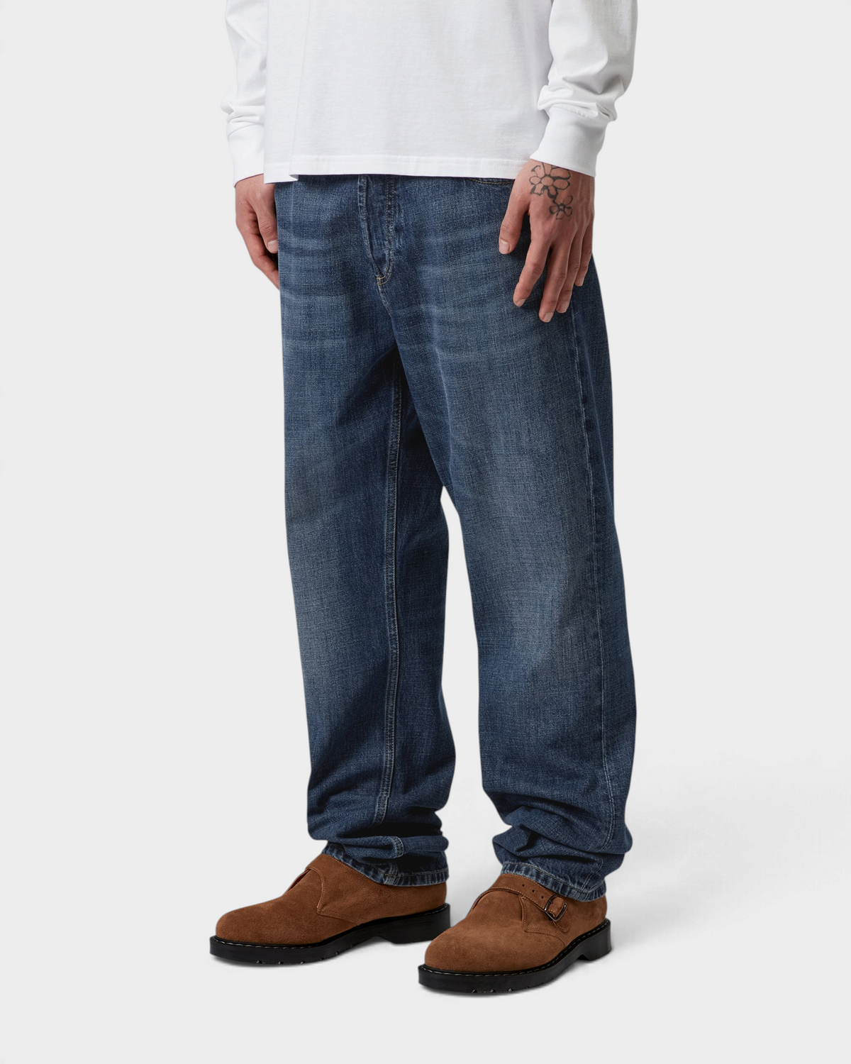 Carhartt Marlow Pants - Blue, Dark Used Wash, worn by a model