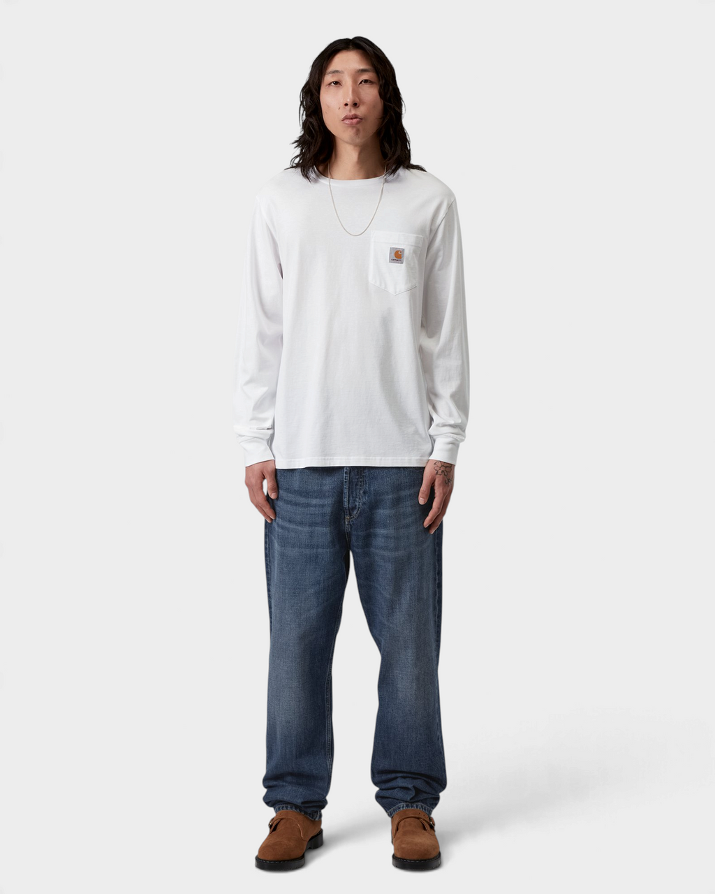 Carhartt Marlow Pants - Blue, Dark Used Wash, worn by a model