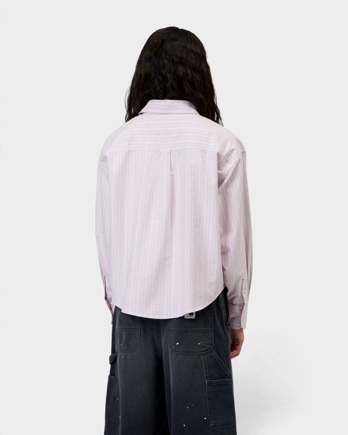 Carhartt W' Long-Sleeve Kanan Shirt - Kanan Stripe, Hortensia, worn by a model