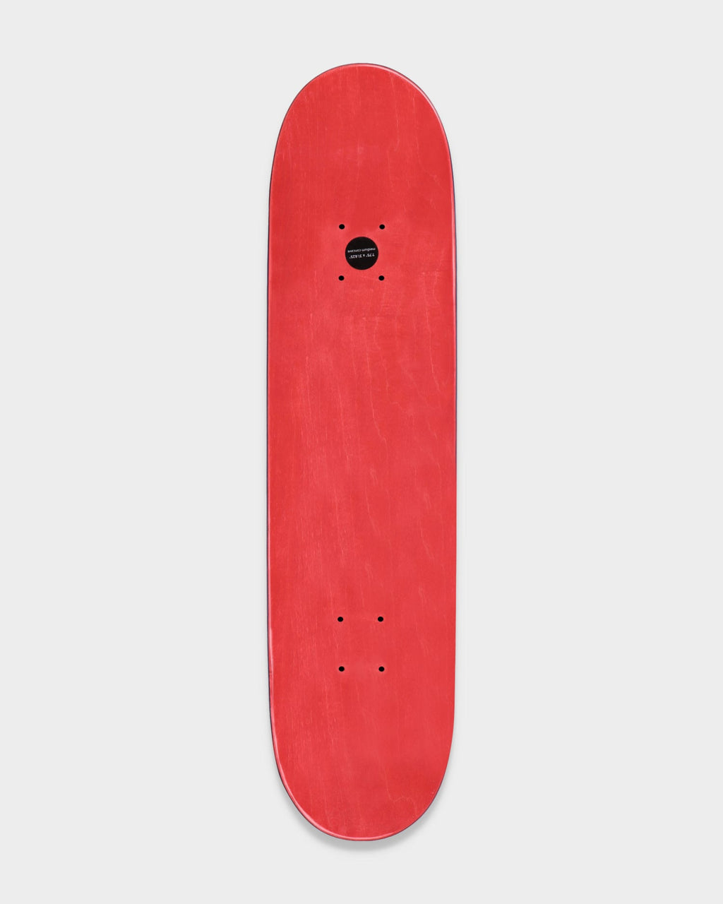 Top of the Lockwood College Blue/Red Deck 8.125", red wood stain with a small round logo