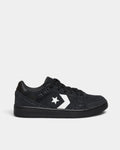 Lockwood Avenue Converse CONS AS-1 Pro Suede Shoes in black suede, side view showing the vintage white star chevron, black leather heel and black cupsole