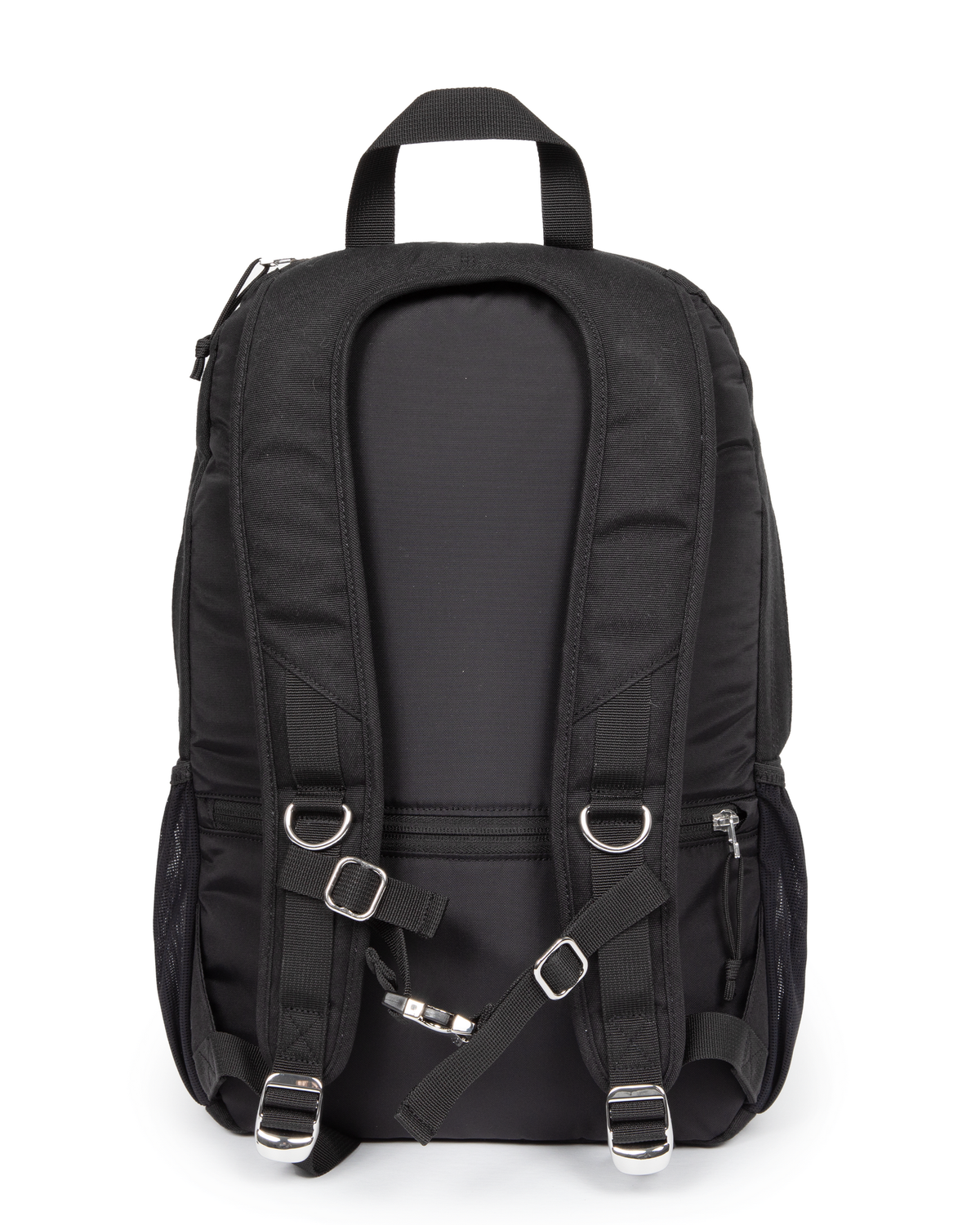 Eastpak x Dime Getter Backpack in Dime Black, back view showing the padded shoulder straps, sternum strap and the zipped pocket on the back panel