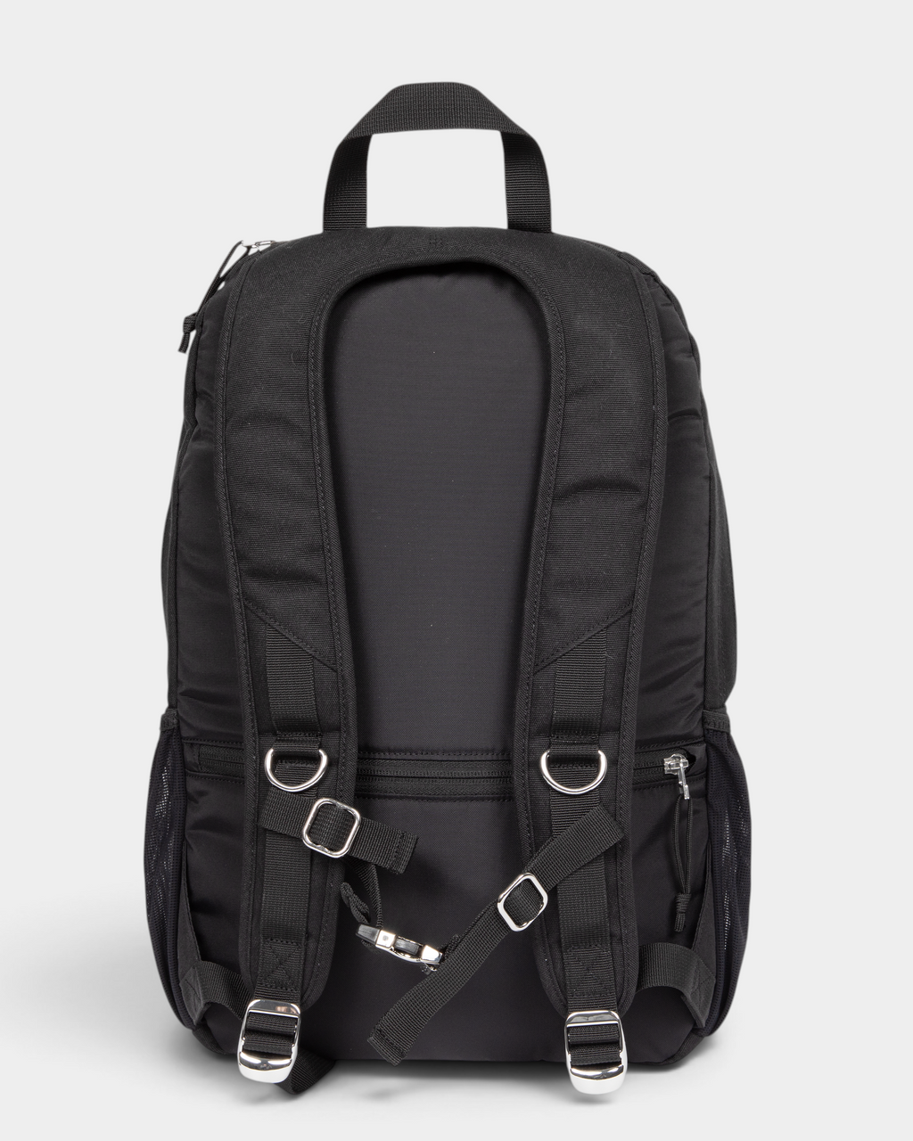 Eastpak x Dime Getter Backpack in Dime Black, back view showing the padded shoulder straps, sternum strap and the zipped pocket on the back panel